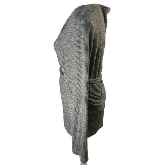 Topshop Front Wrap Sweater Women 14 Gray Heather Double Wrap Ties Long Sleeve - Picture 6 of 10